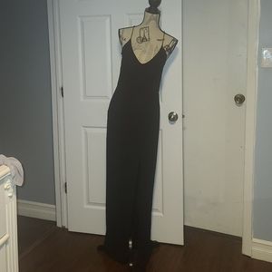 Sparkly black floor length dress with slit